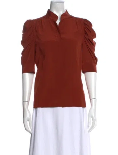 Pre-owned Frame Silk Three-quarter Sleeve Blouse In Orange