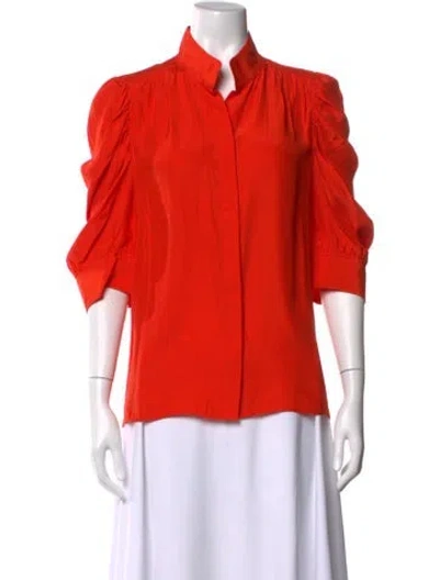 Pre-owned Frame Silk Three-quarter Sleeve Blouse In Orange