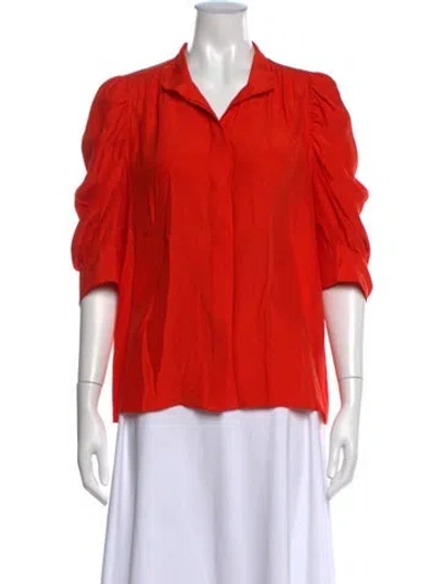 Pre-owned Frame Silk Three-quarter Sleeve Blouse In Orange