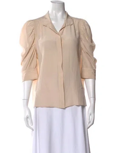 Pre-owned Frame Silk Three-quarter Sleeve Blouse In Pink