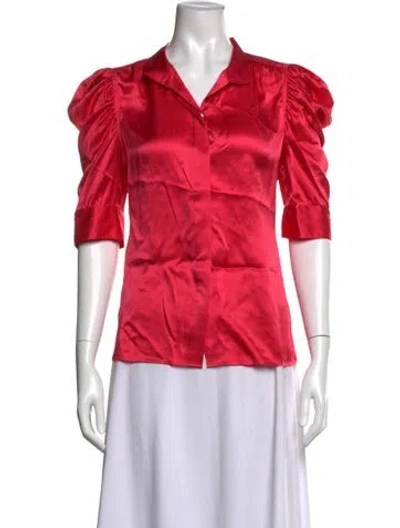 Pre-owned Frame Silk Three-quarter Sleeve Blouse In Pink