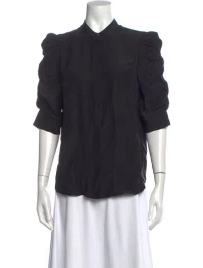 Pre-owned Frame Silk Three-quarter Sleeve Blouse W/ Tags In Black