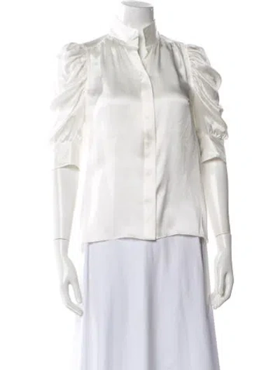 Pre-owned Frame Silk Three-quarter Sleeve Blouse W/ Tags In Neutrals