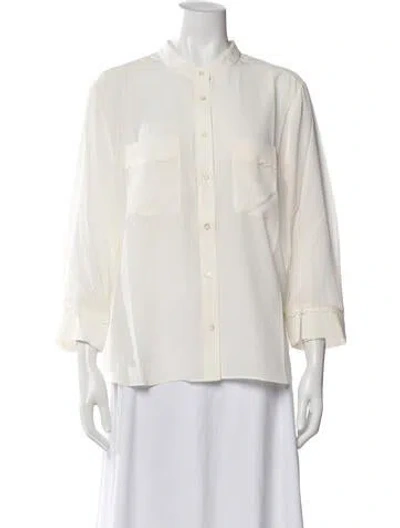 Pre-owned Frame Silk Three-quarter Sleeve Blouse W/ Tags In White