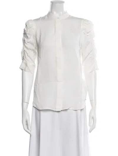 Pre-owned Frame Silk Three-quarter Sleeve Blouse W/ Tags In White