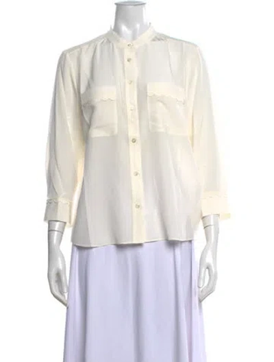 Pre-owned Frame Silk Three-quarter Sleeve Blouse W/ Tags In White