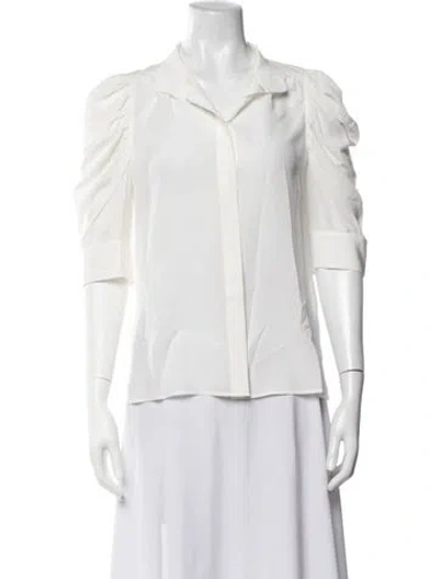 Pre-owned Frame Silk Three-quarter Sleeve Blouse W/ Tags In White