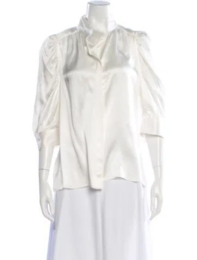 Pre-owned Frame Silk Three-quarter Sleeve Blouse In White