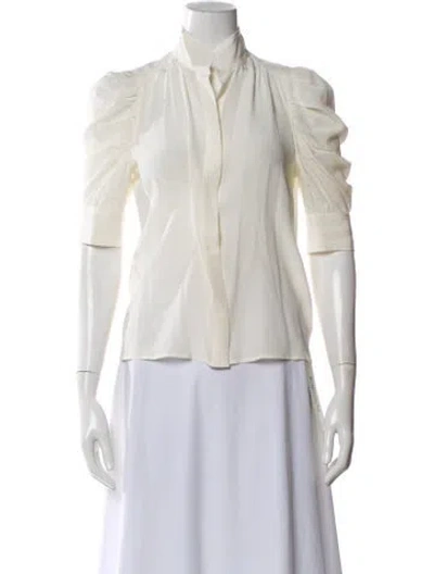 Pre-owned Frame Silk Three-quarter Sleeve Blouse In White