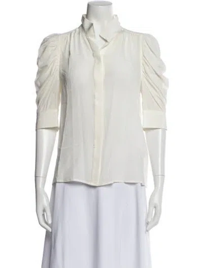 Pre-owned Frame Silk Three-quarter Sleeve Blouse In White