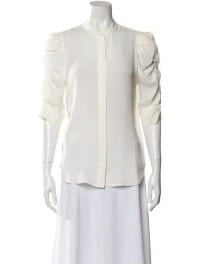 Pre-owned Frame Silk Three-quarter Sleeve Blouse In White