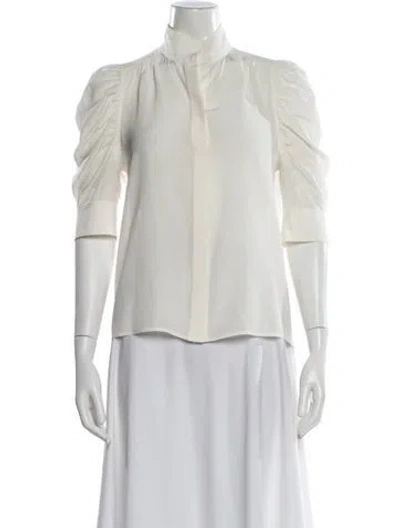 Pre-owned Frame Silk Three-quarter Sleeve Blouse In White