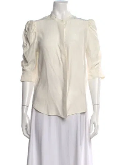 Pre-owned Frame Silk Three-quarter Sleeve Blouse In White