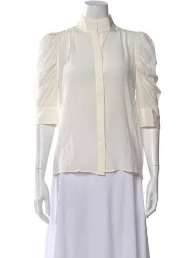 Pre-owned Frame Silk Three-quarter Sleeve Blouse In White