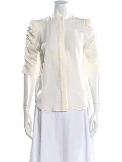 Pre-owned Frame Silk Three-quarter Sleeve Blouse In White