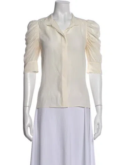 Pre-owned Frame Silk Three-quarter Sleeve Blouse In White