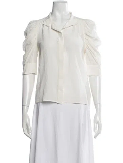 Pre-owned Frame Silk Three-quarter Sleeve Blouse In White