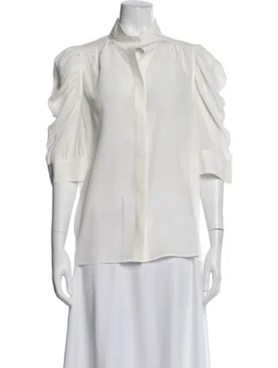 Pre-owned Frame Silk Three-quarter Sleeve Blouse In White