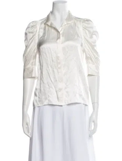Pre-owned Frame Silk Three-quarter Sleeve Blouse In White
