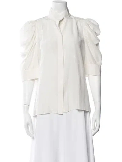 Pre-owned Frame Silk Three-quarter Sleeve Blouse In White