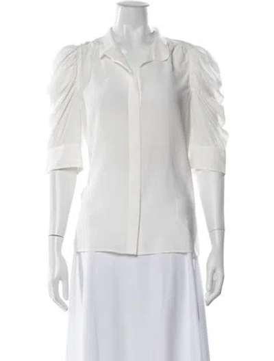 Pre-owned Frame Silk Three-quarter Sleeve Blouse In White