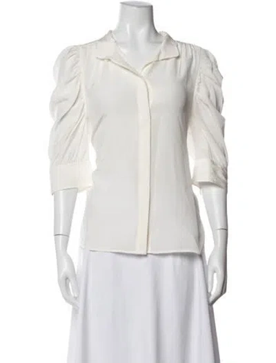 Pre-owned Frame Silk Three-quarter Sleeve Blouse In White