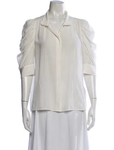 Pre-owned Frame Silk Three-quarter Sleeve Blouse In White