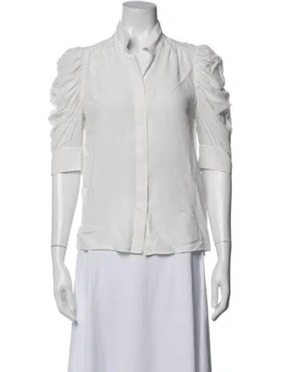 Pre-owned Frame Silk Three-quarter Sleeve Blouse In White