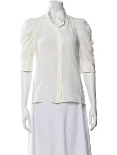 Pre-owned Frame Silk Three-quarter Sleeve Blouse In White