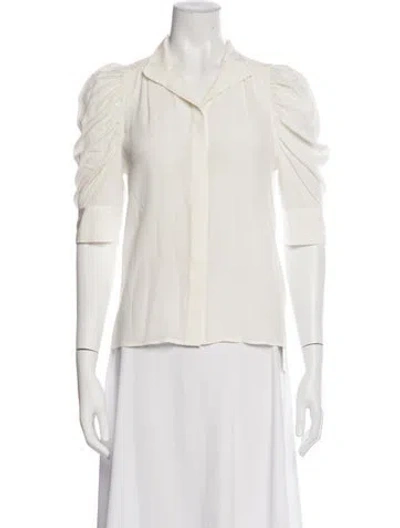 Pre-owned Frame Silk Three-quarter Sleeve Blouse In White