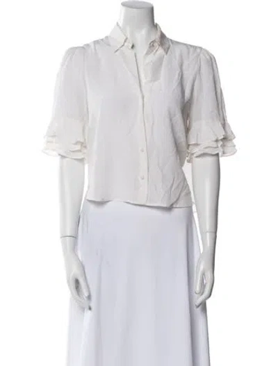 Pre-owned Frame Silk Three-quarter Sleeve Button-up Top In Neutral