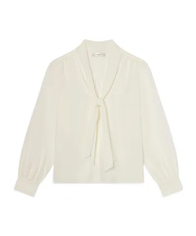 Frame Silk Tie Blouse In Neutral