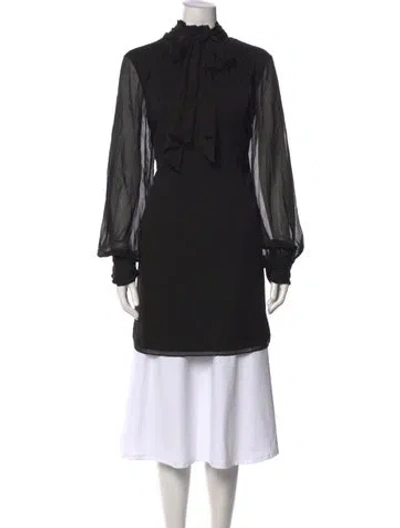 Pre-owned Frame Silk Tie Neck Blouse In Black