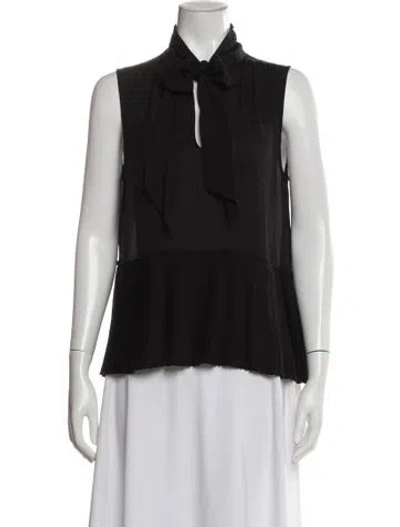 Pre-owned Frame Silk Tie Neck Blouse In Black