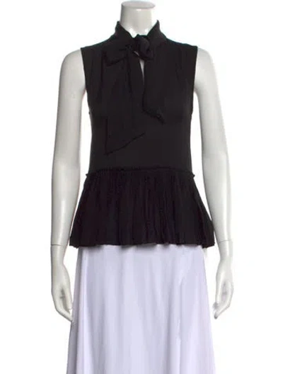 Pre-owned Frame Silk Tie Neck Blouse In Black