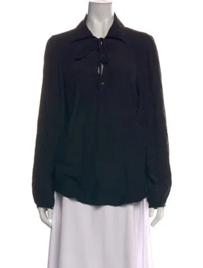 Pre-owned Frame Silk Tie Neck Blouse In Black