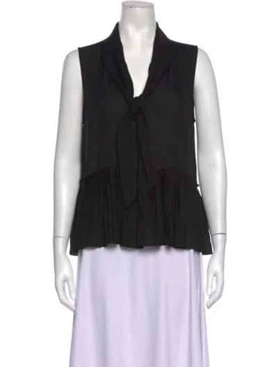 Pre-owned Frame Silk Tie Neck Blouse In Black