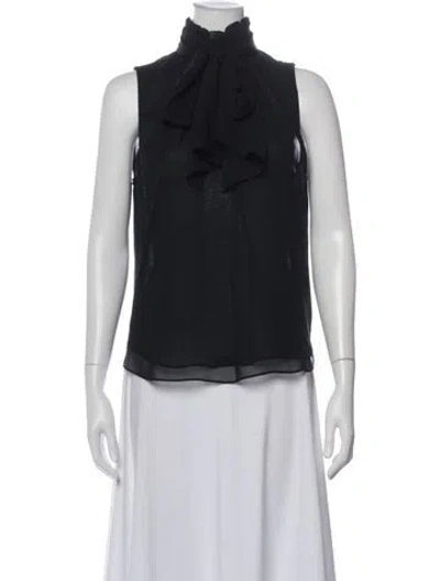 Pre-owned Frame Silk Tie Neck Blouse In Blue