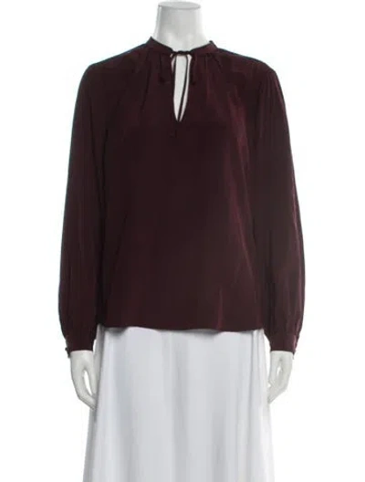 Pre-owned Frame Silk Tie Neck Blouse In Burgundy