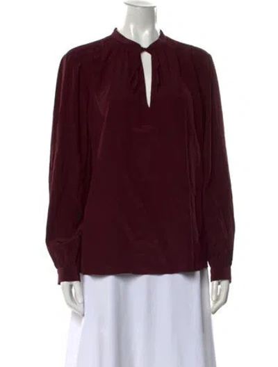 Pre-owned Frame Silk Tie Neck Blouse In Burgundy