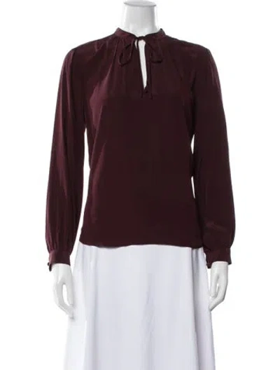 Pre-owned Frame Silk Tie Neck Blouse In Burgundy