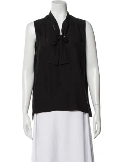 Pre-owned Frame Silk Tie Neck Blouse In Gray