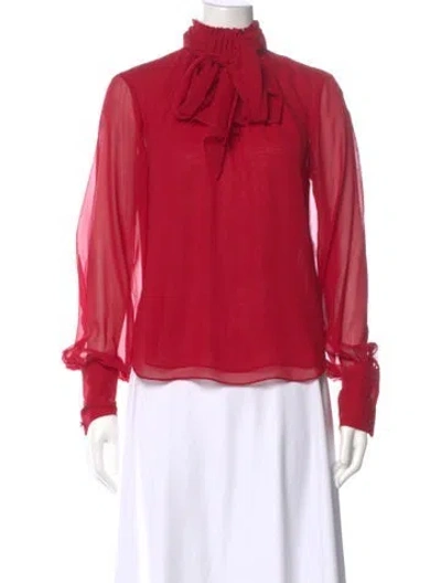 Pre-owned Frame Silk Tie Neck Blouse In Multi