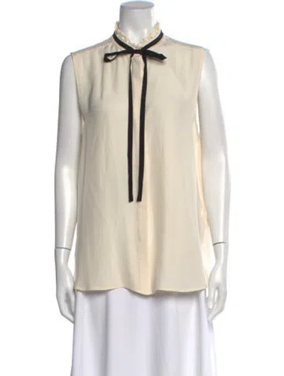 Pre-owned Frame Silk Tie Neck Blouse In Neutral
