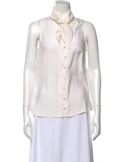 Pre-owned Frame Silk Tie Neck Blouse In Neutral