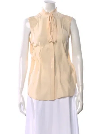 Pre-owned Frame Silk Tie Neck Blouse In Neutral