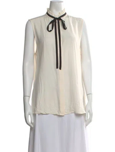 Pre-owned Frame Silk Tie Neck Blouse In Neutral