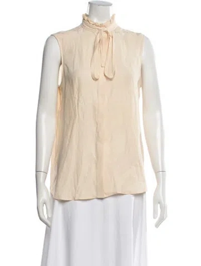 Pre-owned Frame Silk Tie Neck Blouse In Neutrals