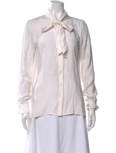 Pre-owned Frame Silk Tie Neck Blouse In Neutrals