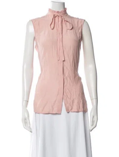 Pre-owned Frame Silk Tie Neck Blouse In Pink